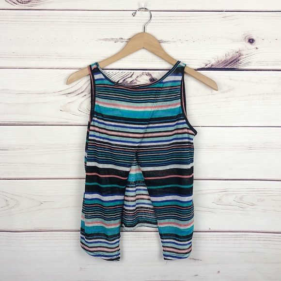 Maeve Colorful Striped Split Back Tank Top M - Picture 5 of 6
